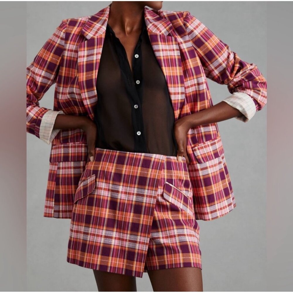 Anthropologie Maeve Plaid Skort Mini Skirt Fall Retro Preppy Size 16W Women's‎